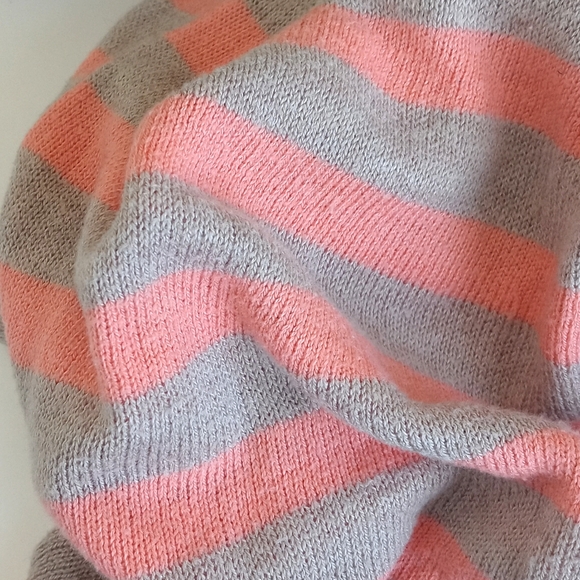 Banana Republic Soft Nylon Viscose Knit Orange Tan Stripe Long Sleeve Sweater M - Picture 10 of 11